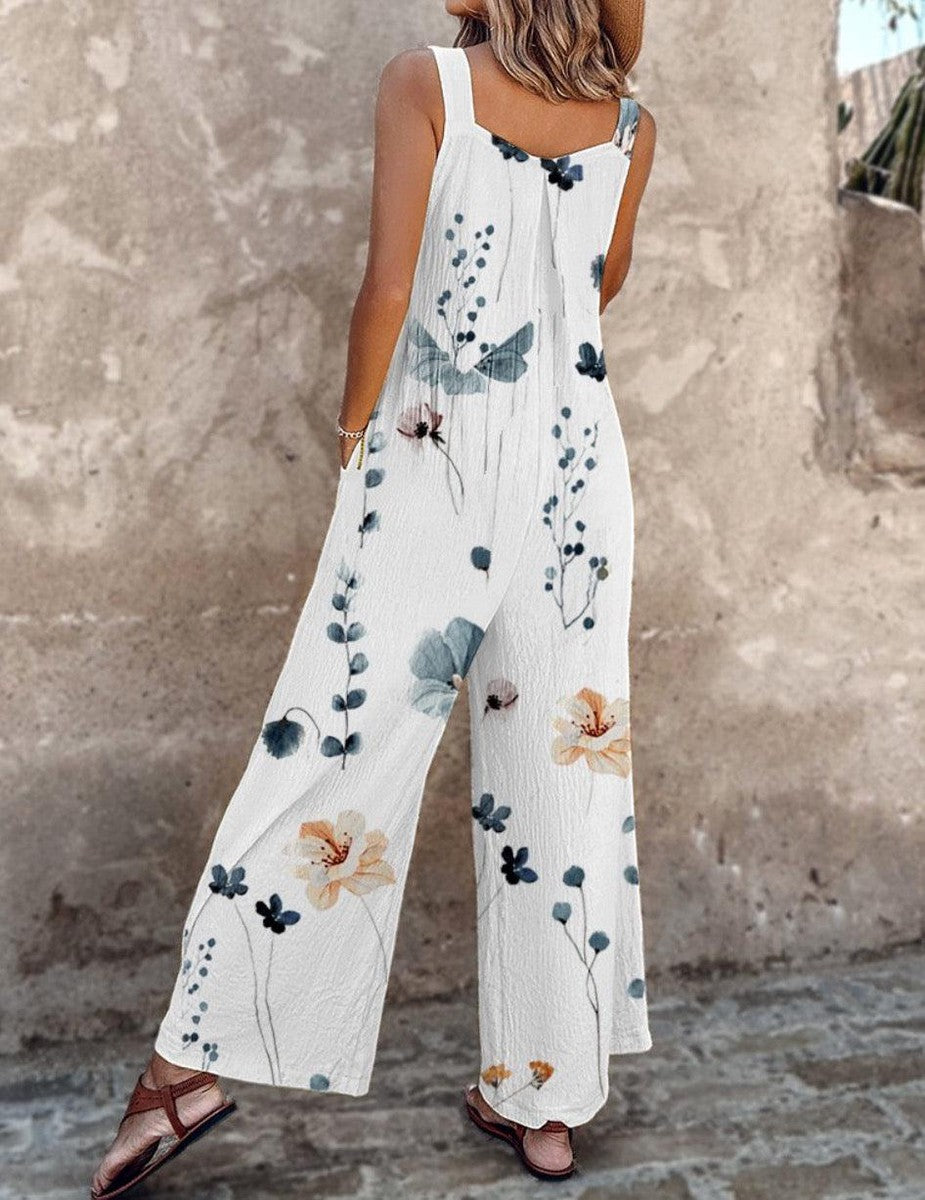 Pantalón cómodo con tirantes y estampado