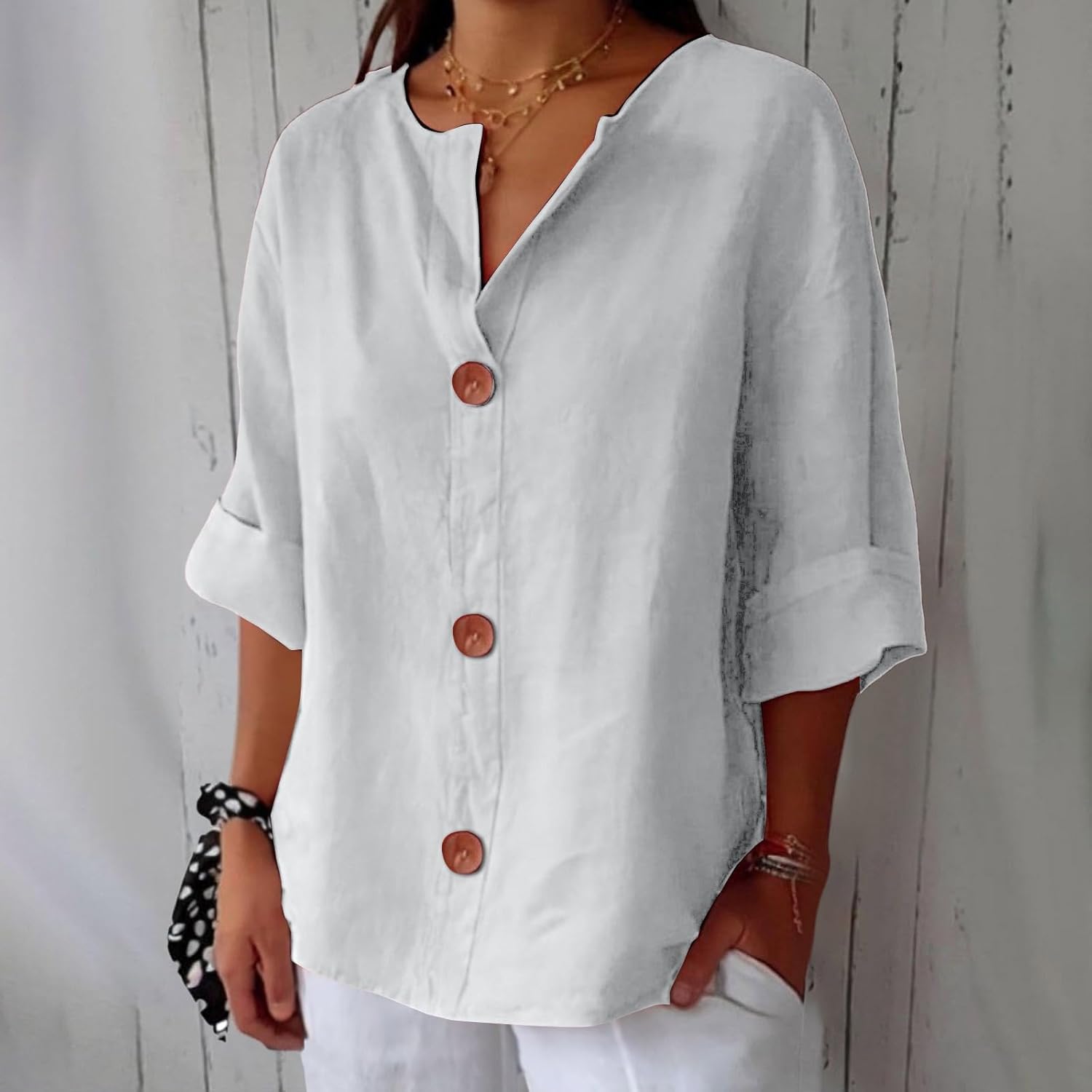 Maeve - Camisa de Cuello en V