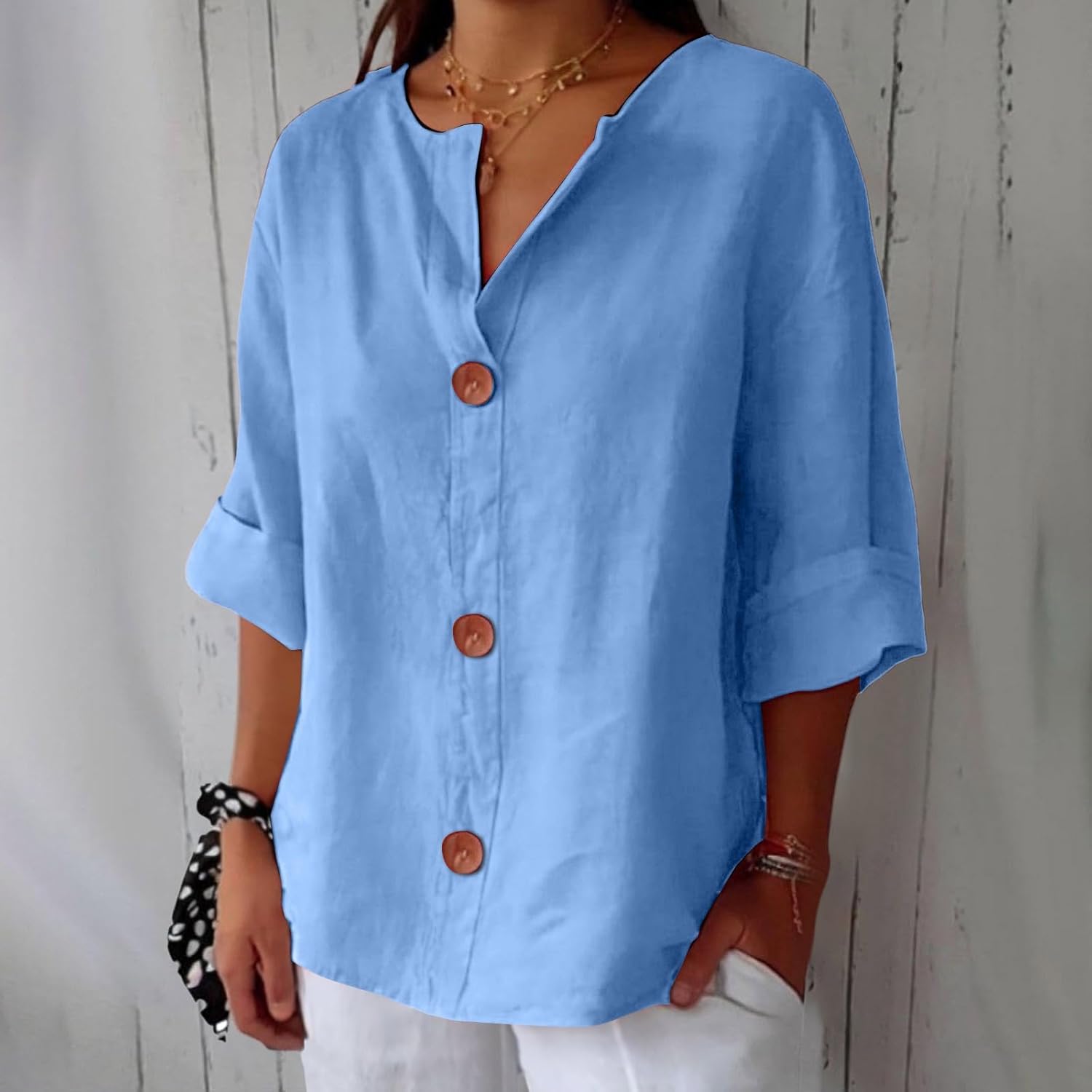 Maeve - Camisa de Cuello en V