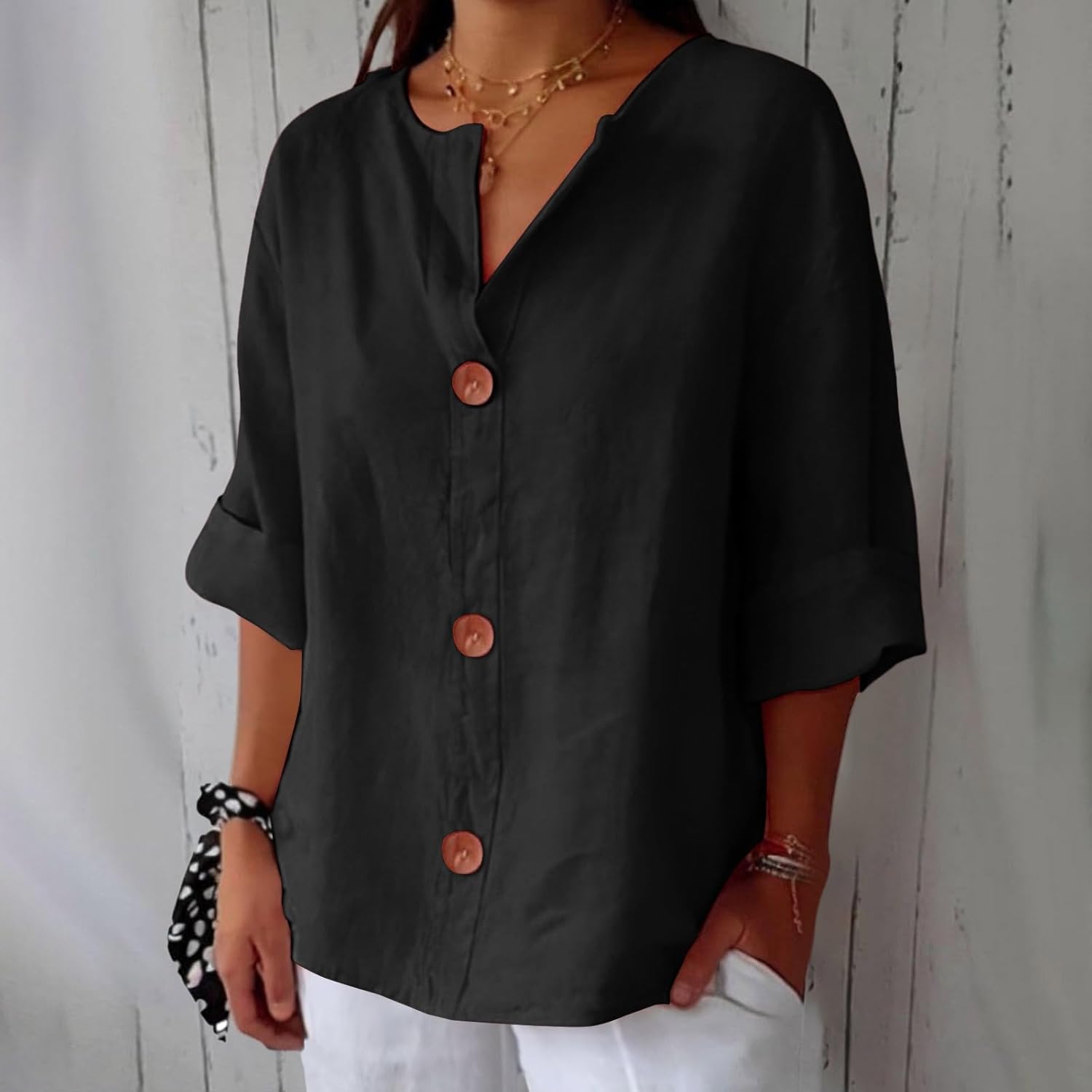 Maeve - Camisa de Cuello en V