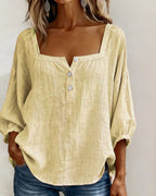 Carmen | Blusa Simple Cuello Cuadrado Manga Larga