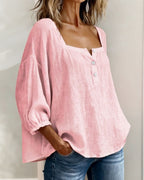 Carmen | Blusa Simple Cuello Cuadrado Manga Larga