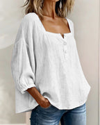 Carmen | Blusa Simple Cuello Cuadrado Manga Larga
