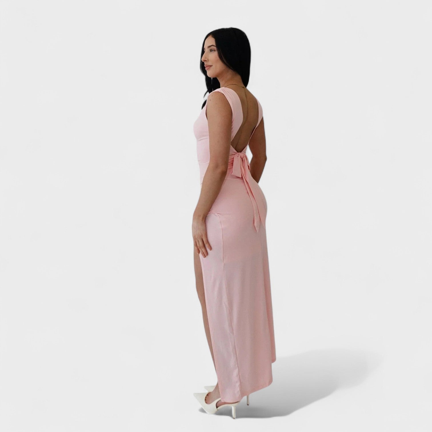 Sarella - Vestido largo con espalda abierta y lazo