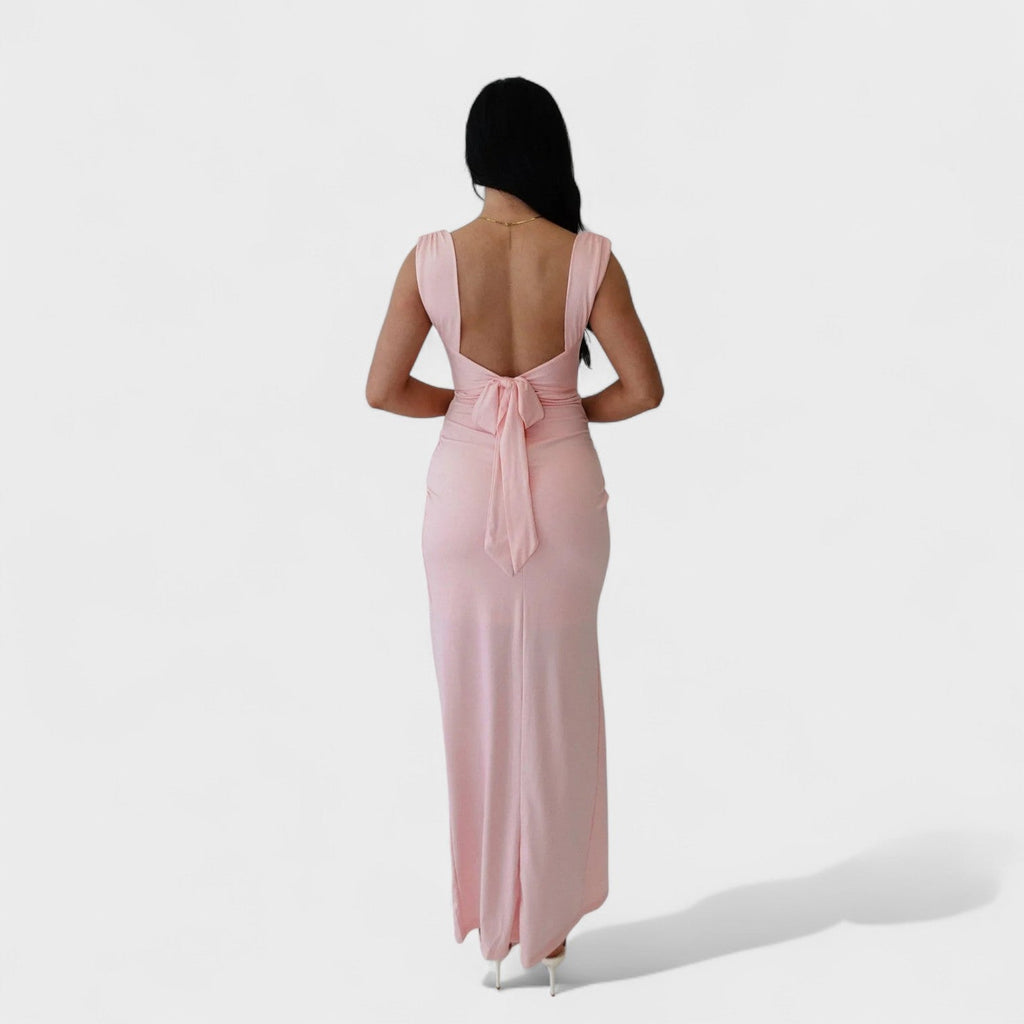 Sarella - Vestido largo con espalda abierta y lazo