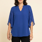 Claudia – Blusa de gasa chiffon con escote en V