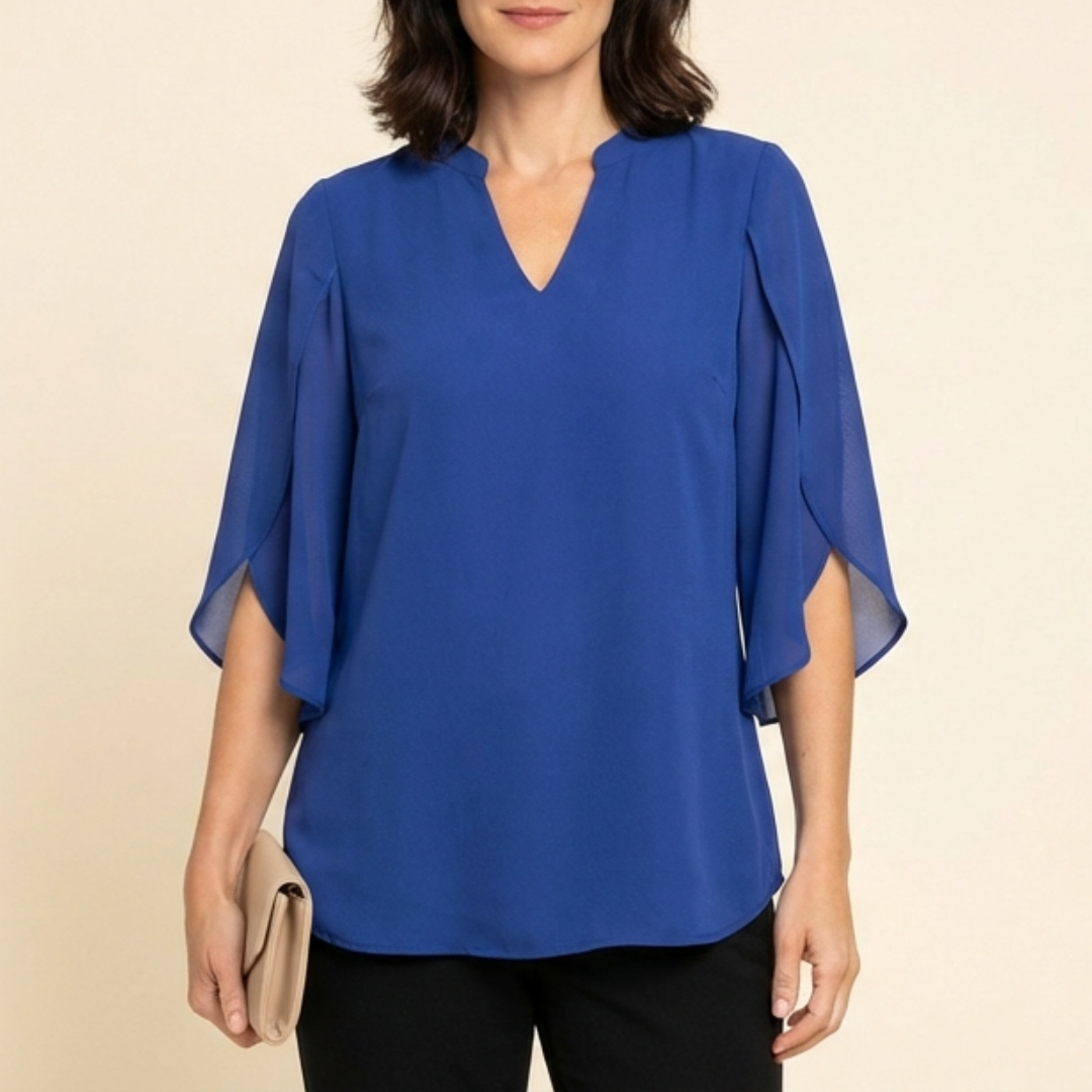 Claudia – Blusa de gasa chiffon con escote en V