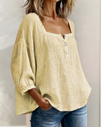 Carmen | Blusa Simple Cuello Cuadrado Manga Larga