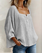 Carmen | Blusa Simple Cuello Cuadrado Manga Larga